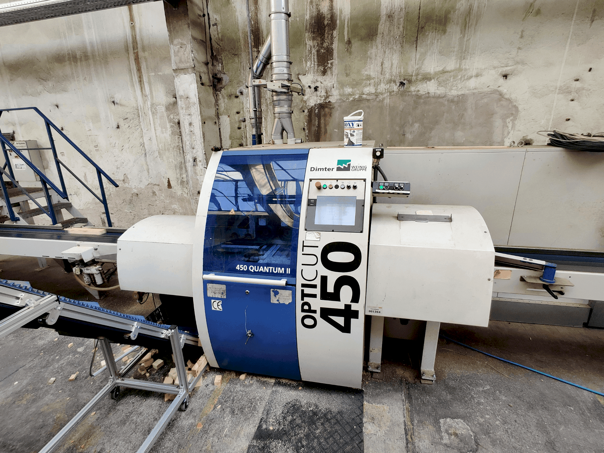 Frontansicht der WEINIG / DIMTER Combiscan C200 4/4 & OPTICUT 450 Q Maschine