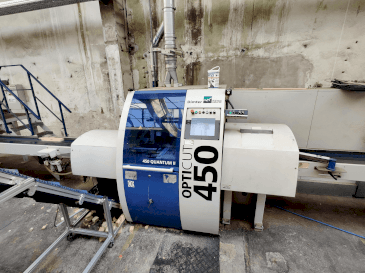 Frontansicht der WEINIG / DIMTER Combiscan C200 4/4 & OPTICUT 450 Q Maschine