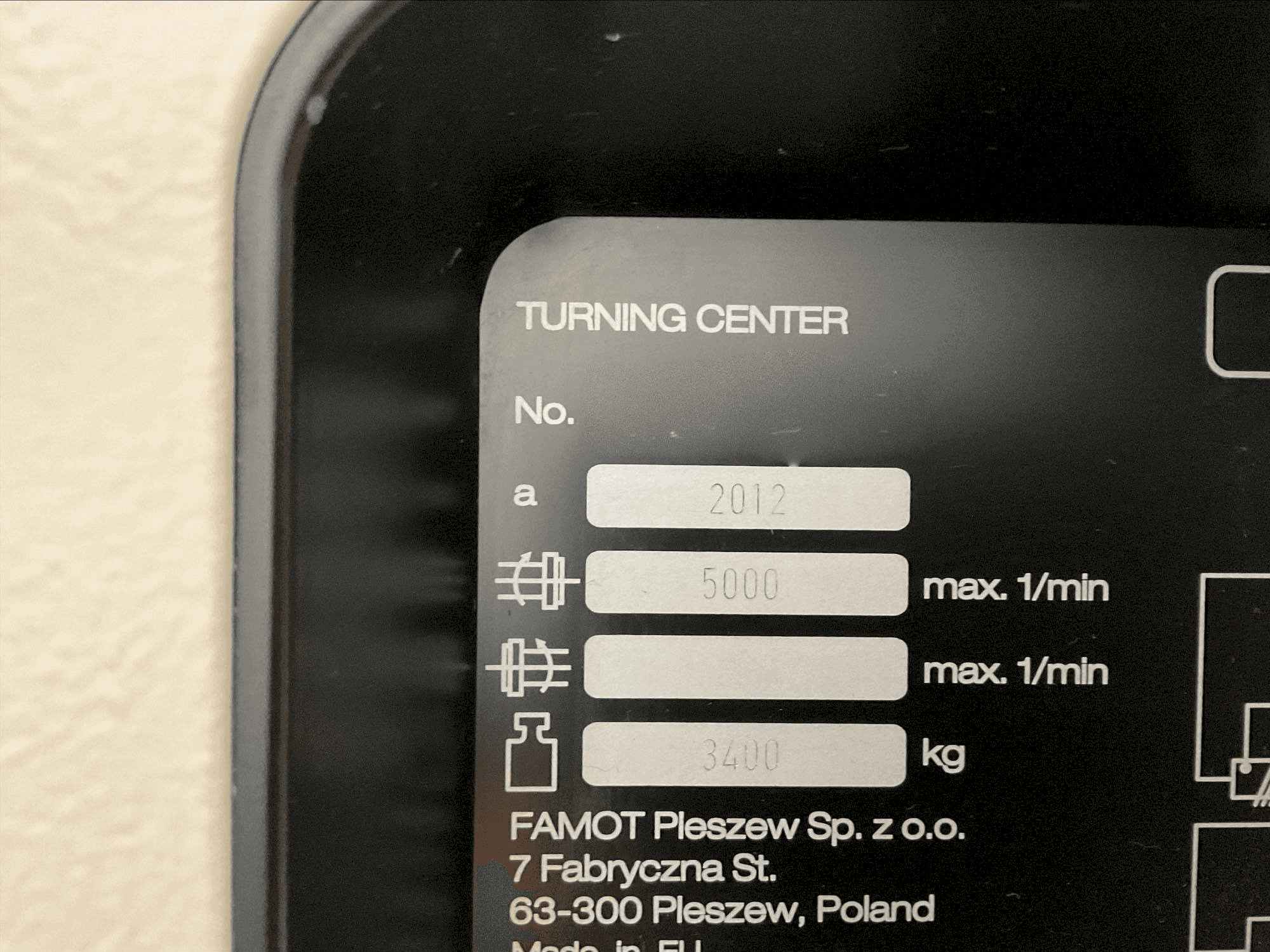 Typenschild der DMG MORI CTX 310 ecoline Maschine