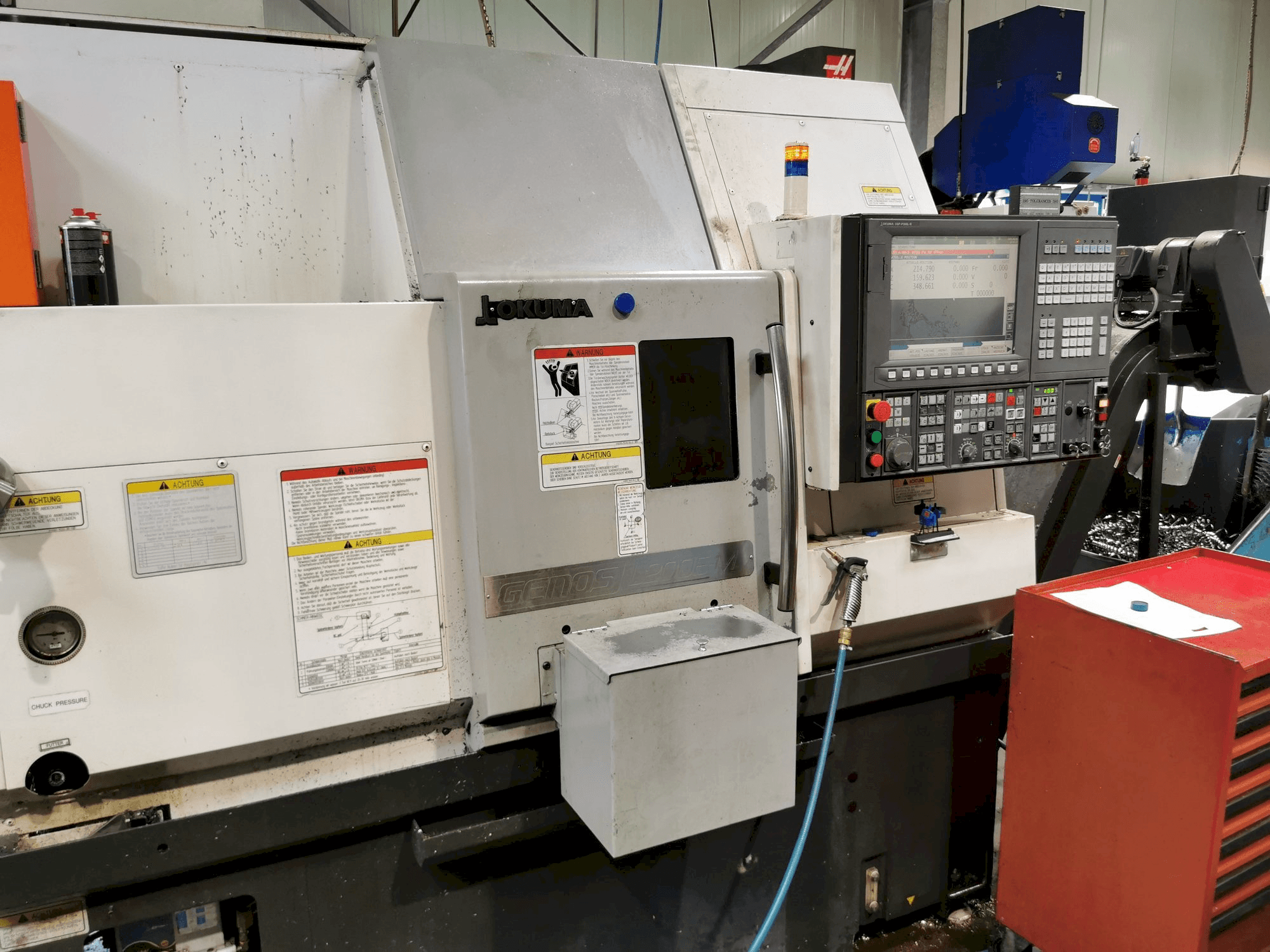 Front view of Okuma GENOS L200E-MY machine