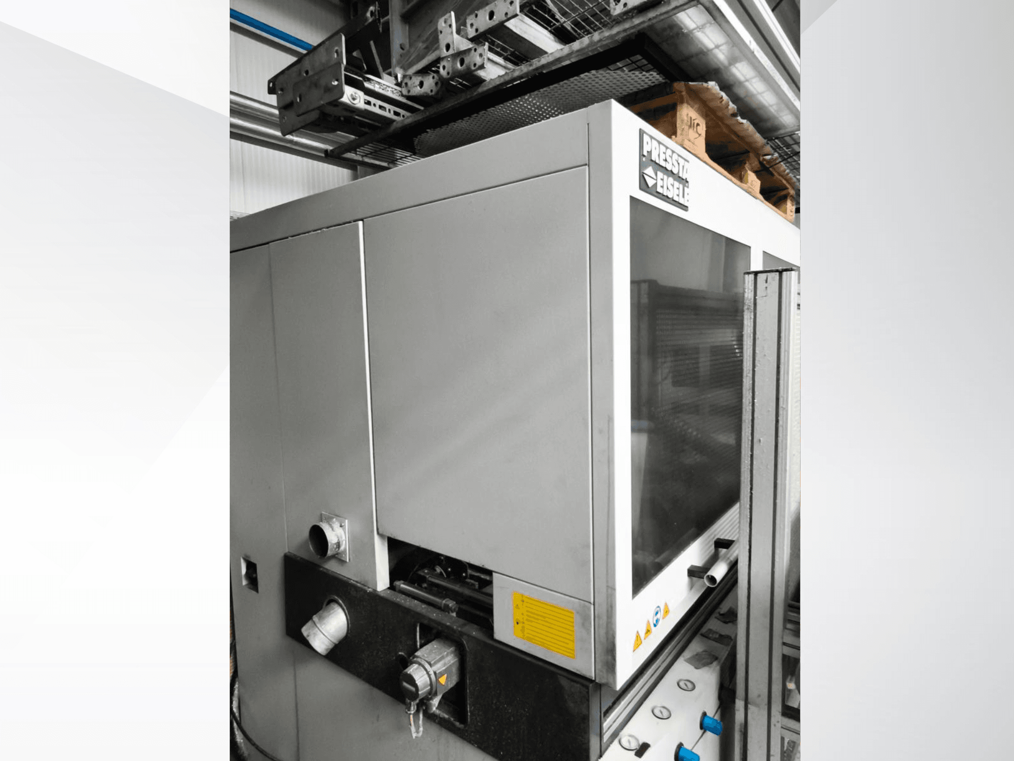 Metallkreissäge PRESSTA EISELE Profilma 400 V, Seitenansicht mit Hervorhebung des Bedienfelds und der mechanischen Details.