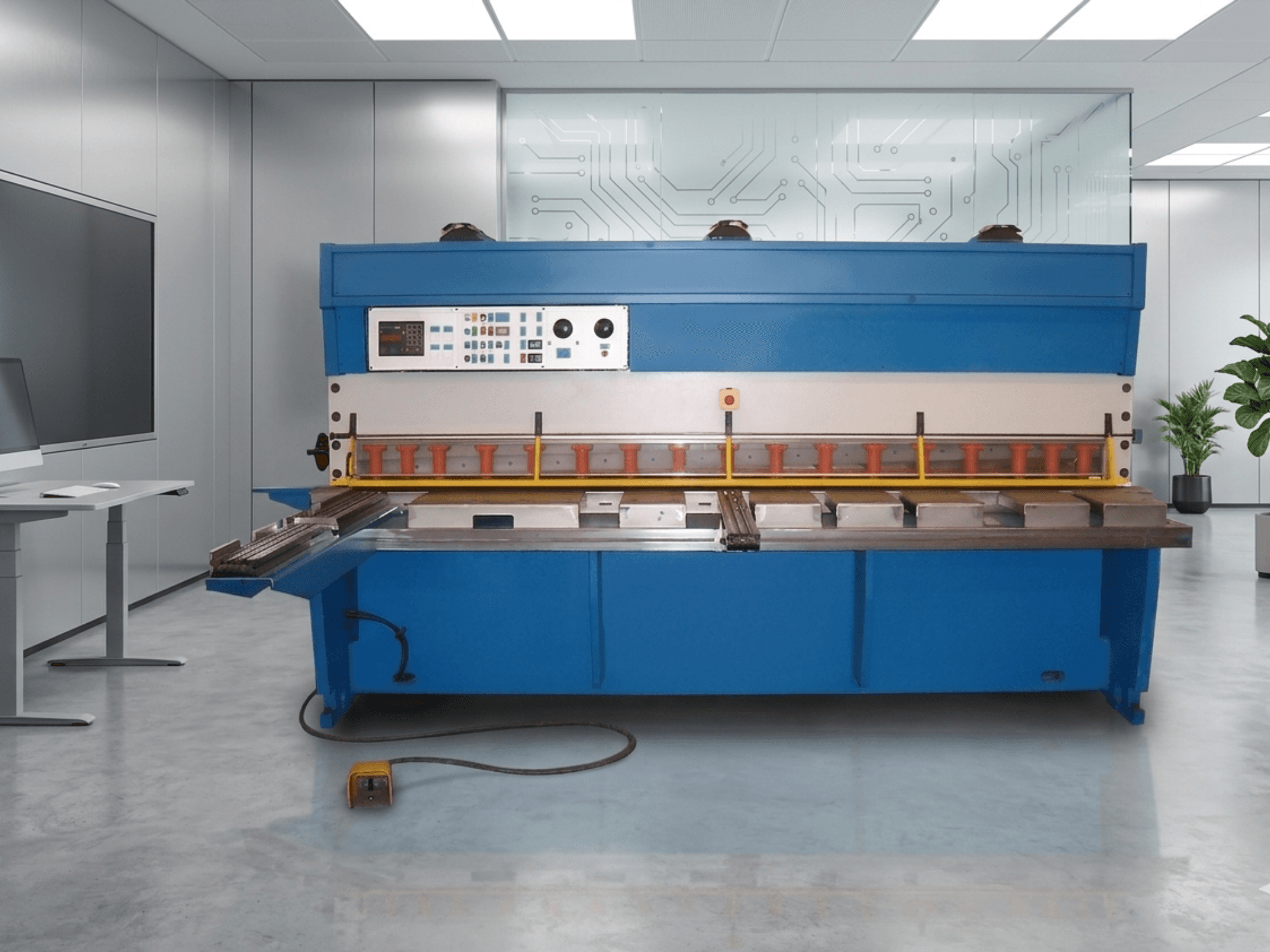 Hydraulische Schermaschine GASPARINI CO 3006, Vorderansicht, mit Bedienfeld und Schneidbereich, in einem modernen Arbeitsraum.